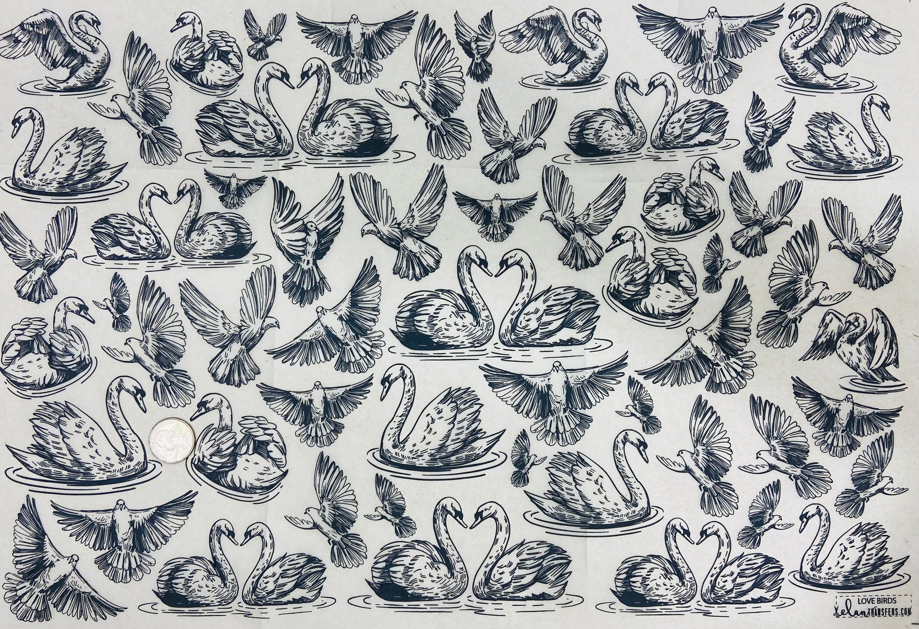 Love Birds  - Underglaze Transfer Sheet - Black