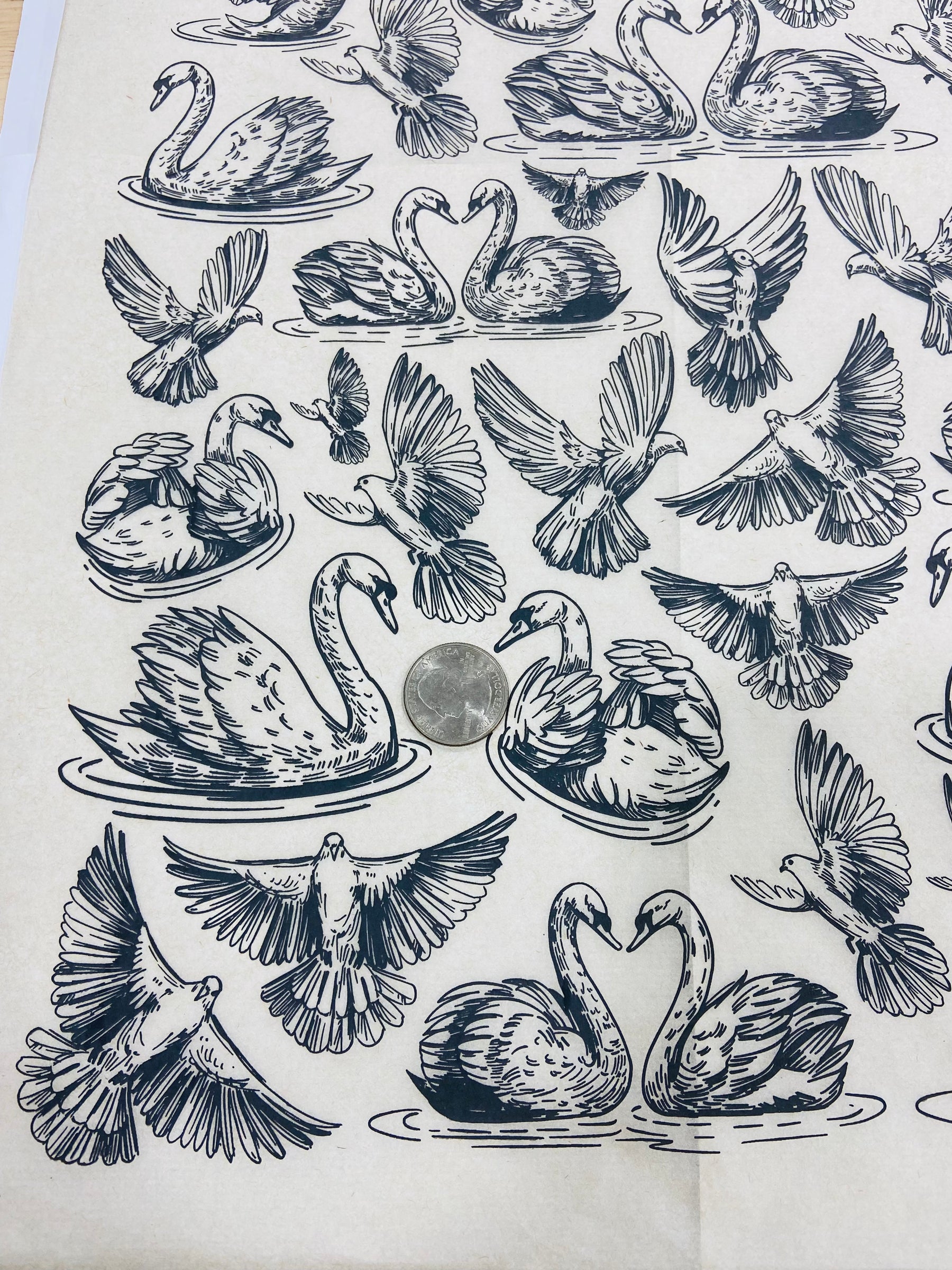 Love Birds  - Underglaze Transfer Sheet - Black