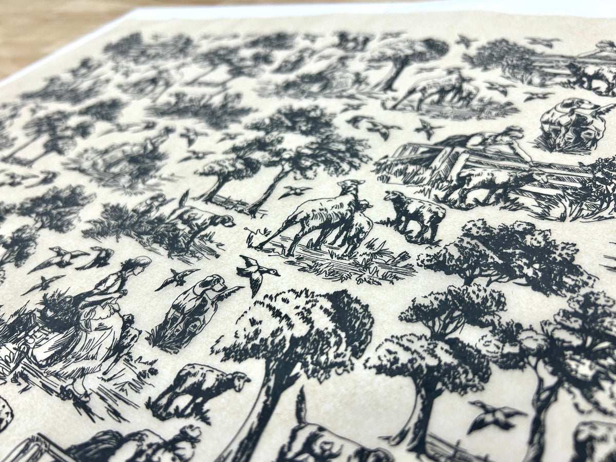 Countryside Toile - Underglaze Transfer Sheet - You Choose Color