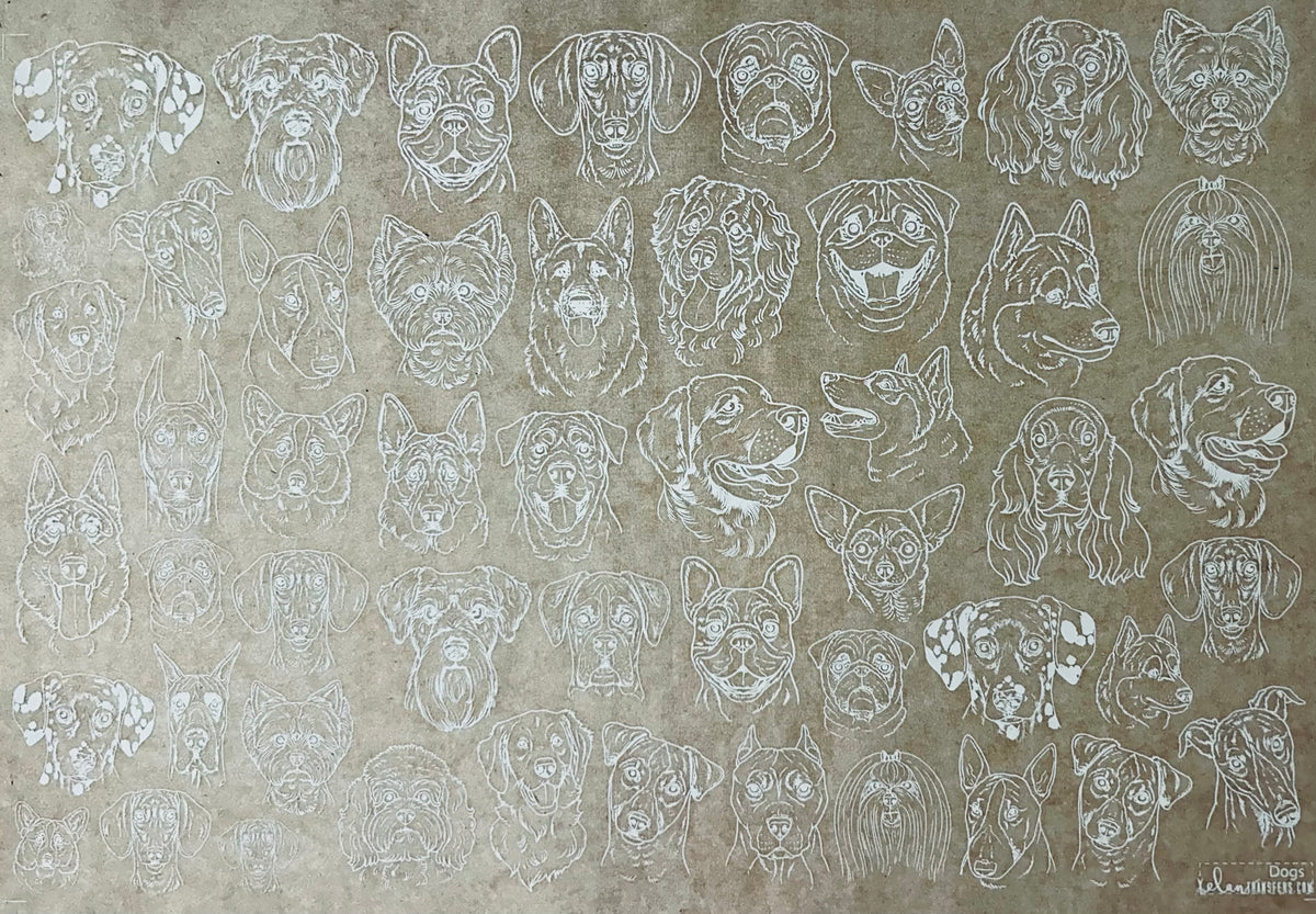 Dogs - Underglaze Transfer Sheet - You Choose Color