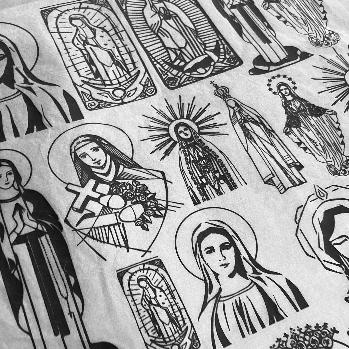 Virgin Mary - Underglaze Transfer Sheet - Black