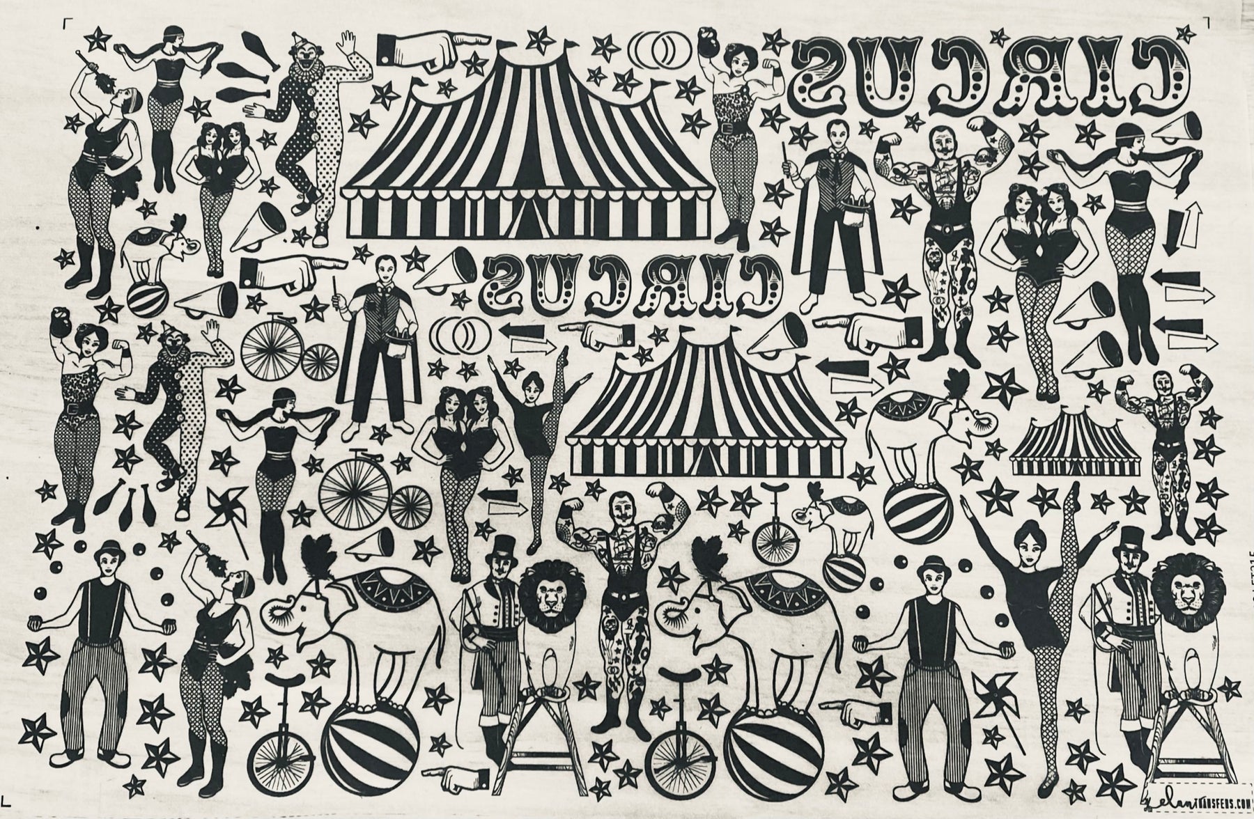 Circus - Underglaze Transfer Sheet - Black