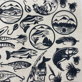 Fly Fishing - Underglaze Transfer Sheet - Black