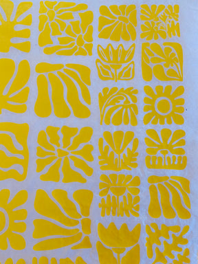 Wood Block Flowers - Underglaze Transfer Sheet - You Choose Color