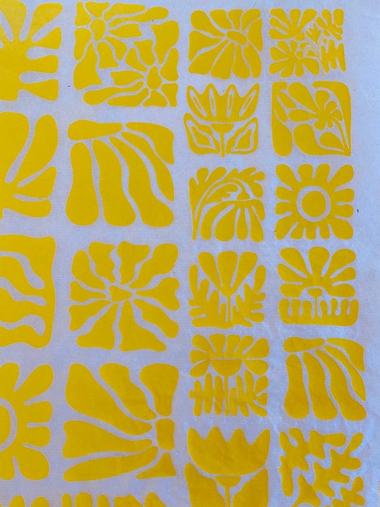 Wood Block Flowers - Underglaze Transfer Sheet - You Choose Color