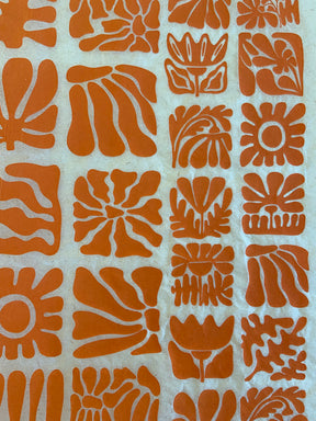 Wood Block Flowers - Underglaze Transfer Sheet - You Choose Color