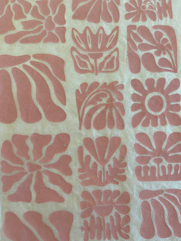 Wood Block Flowers - Underglaze Transfer Sheet - You Choose Color