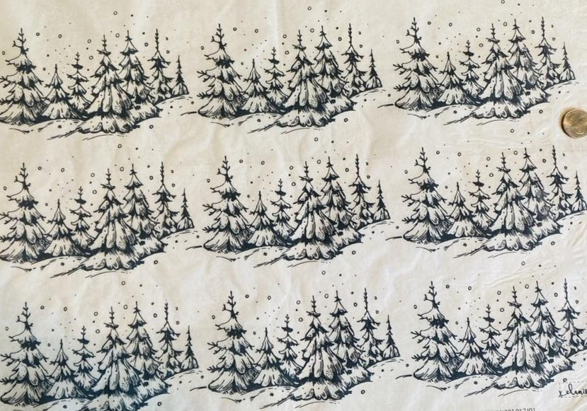 Snowy Trees - Underglaze Transfer Sheet - You Choose Color