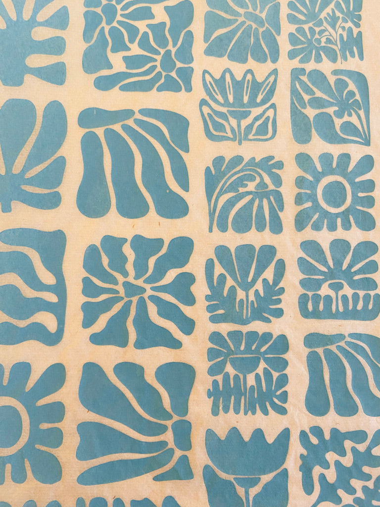 Wood Block Flowers - Underglaze Transfer Sheet - You Choose Color