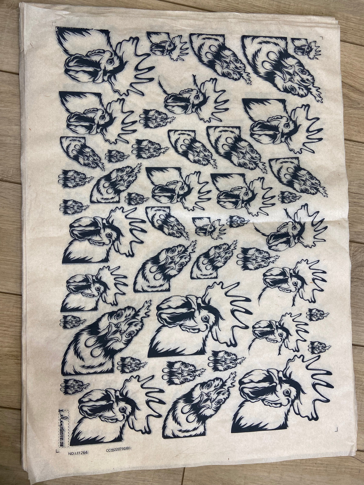 Chickens Peeking  - Underglaze Transfer Sheet - Black