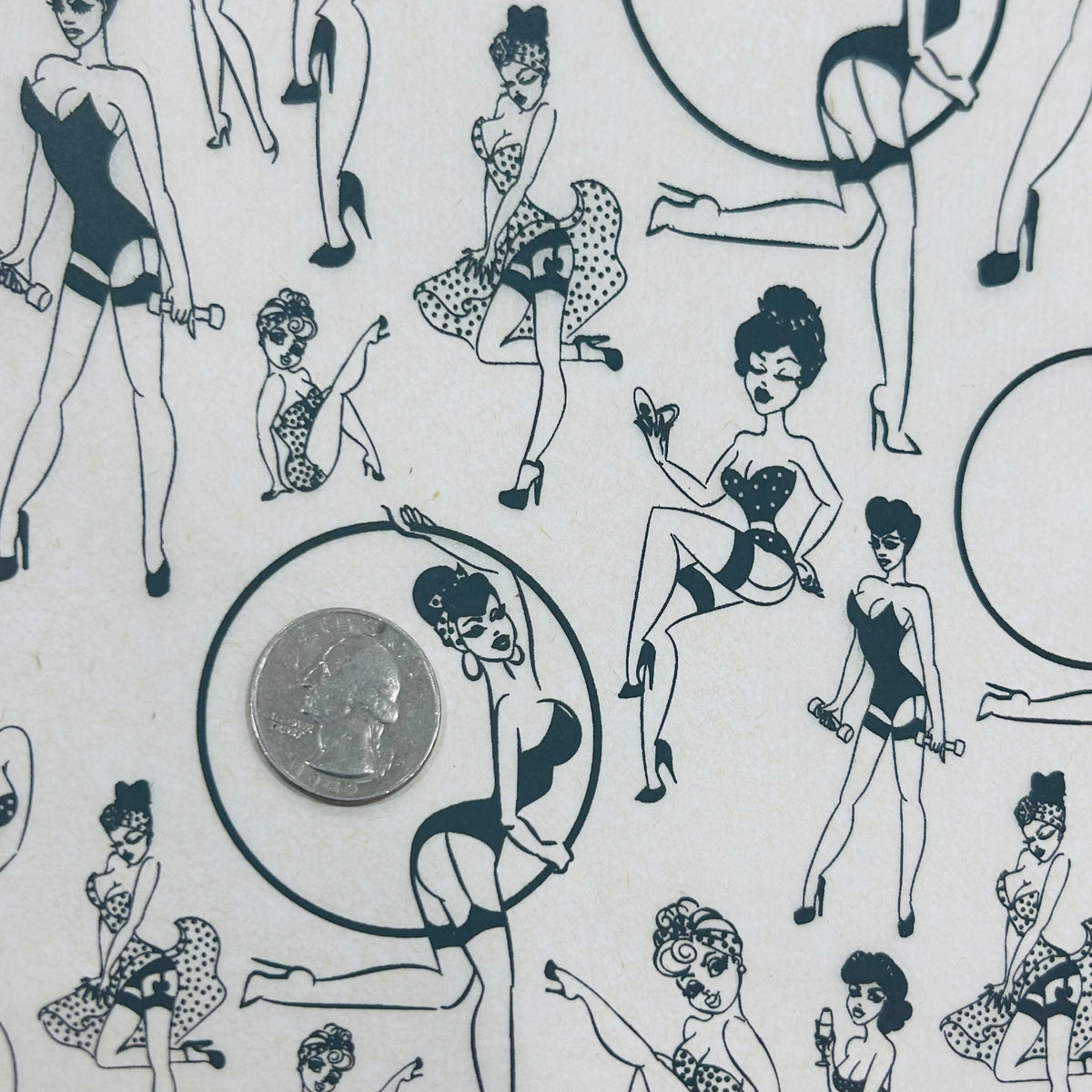 Hula Pin Up - Underglaze Transfer Sheet - Black