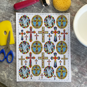 Crosses Stained Glass - Overglaze Decal Sheet