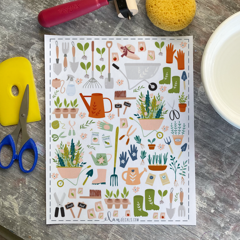 Gardening - Overglaze Decal Sheet