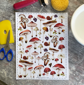 Mushrooms Natural - Overglaze Decal Sheet