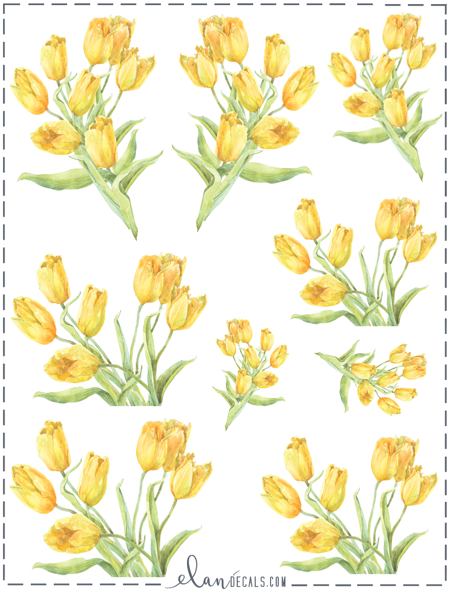 Yellow Tulips - Overglaze Decal Sheet