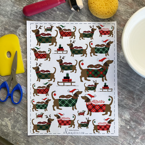 Holiday Dachshund - Overglaze Decal Sheet