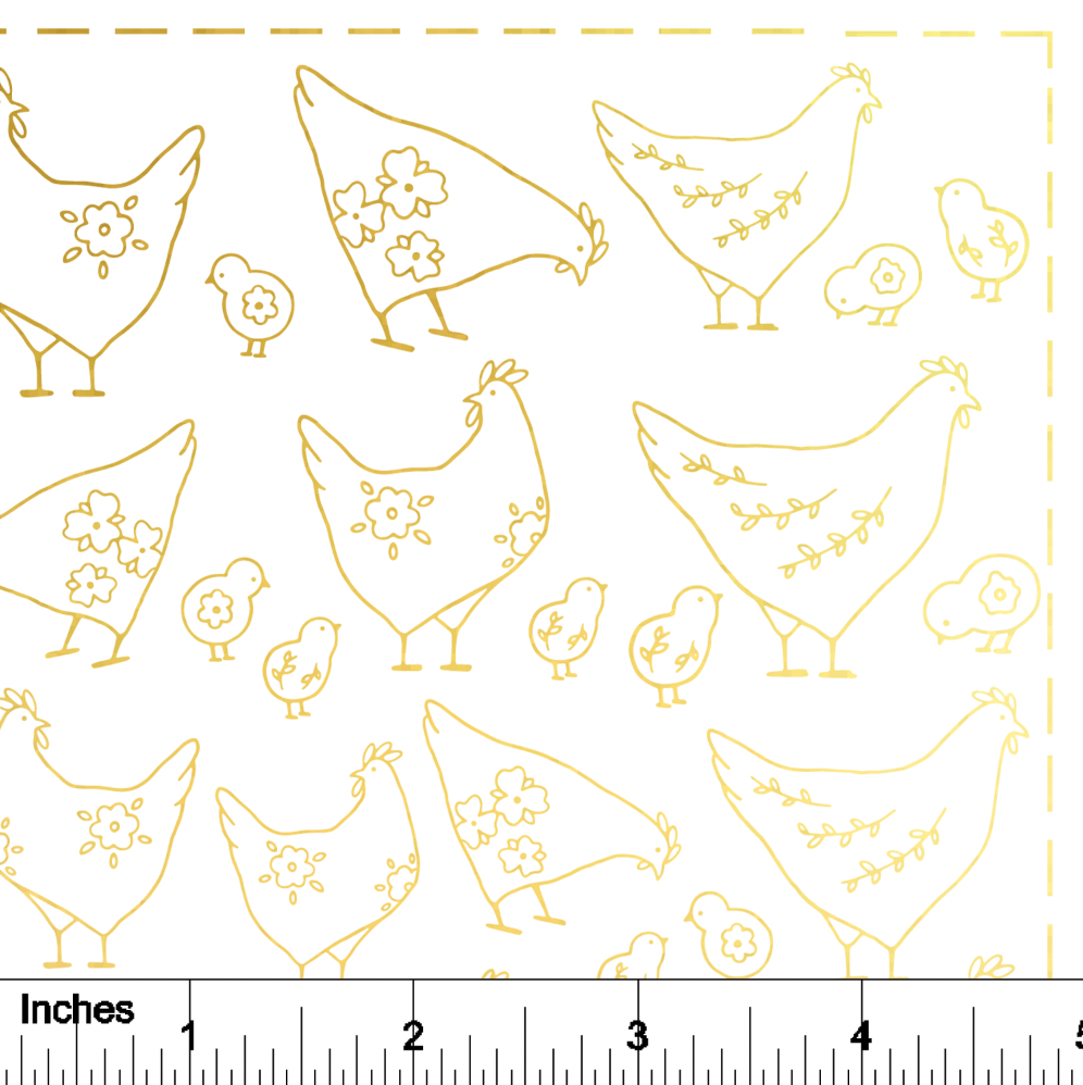 Chickens - 24K GOLD - Overglaze Decal Sheet