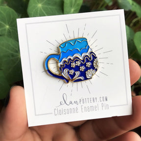 Blue Flower Mug Enamel Pin