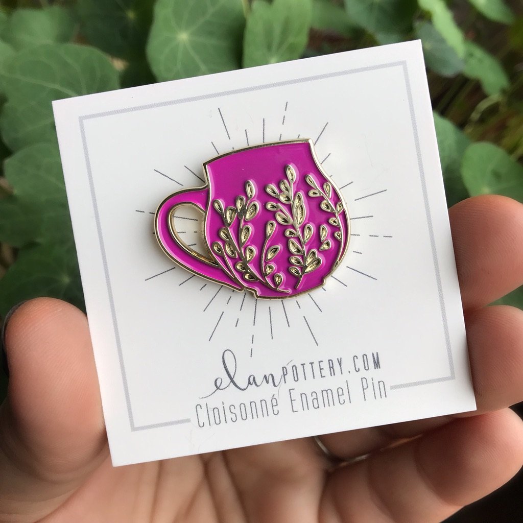 Tree Carved Mug Enamel Pin (you choose color)