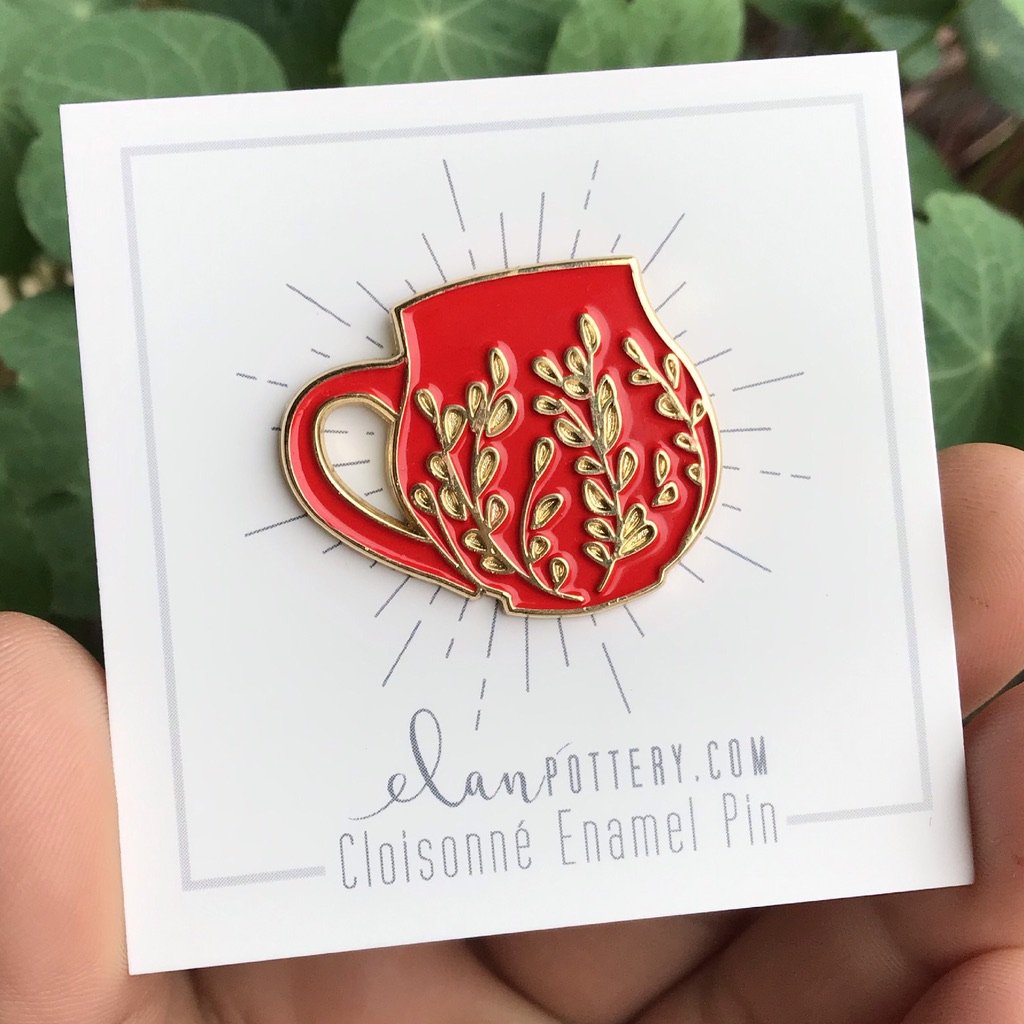 Tree Carved Mug Enamel Pin (you choose color)