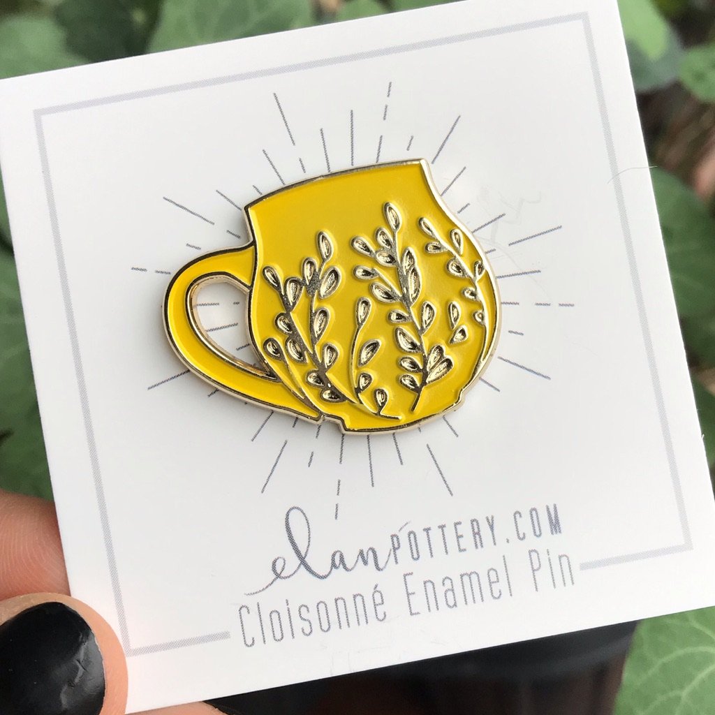 Tree Carved Mug Enamel Pin (you choose color)