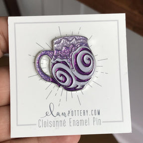 Glitter Swirl Mug Enamel Pin (You Choose Color)