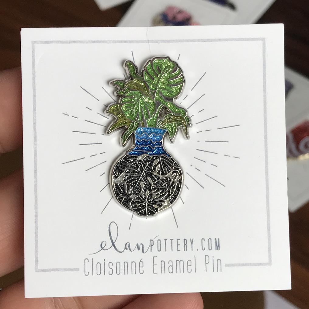 Monstera Vase Enamel Pin