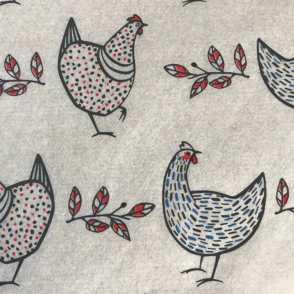 Chickens - Underglaze Transfer Sheet - black/red/blue