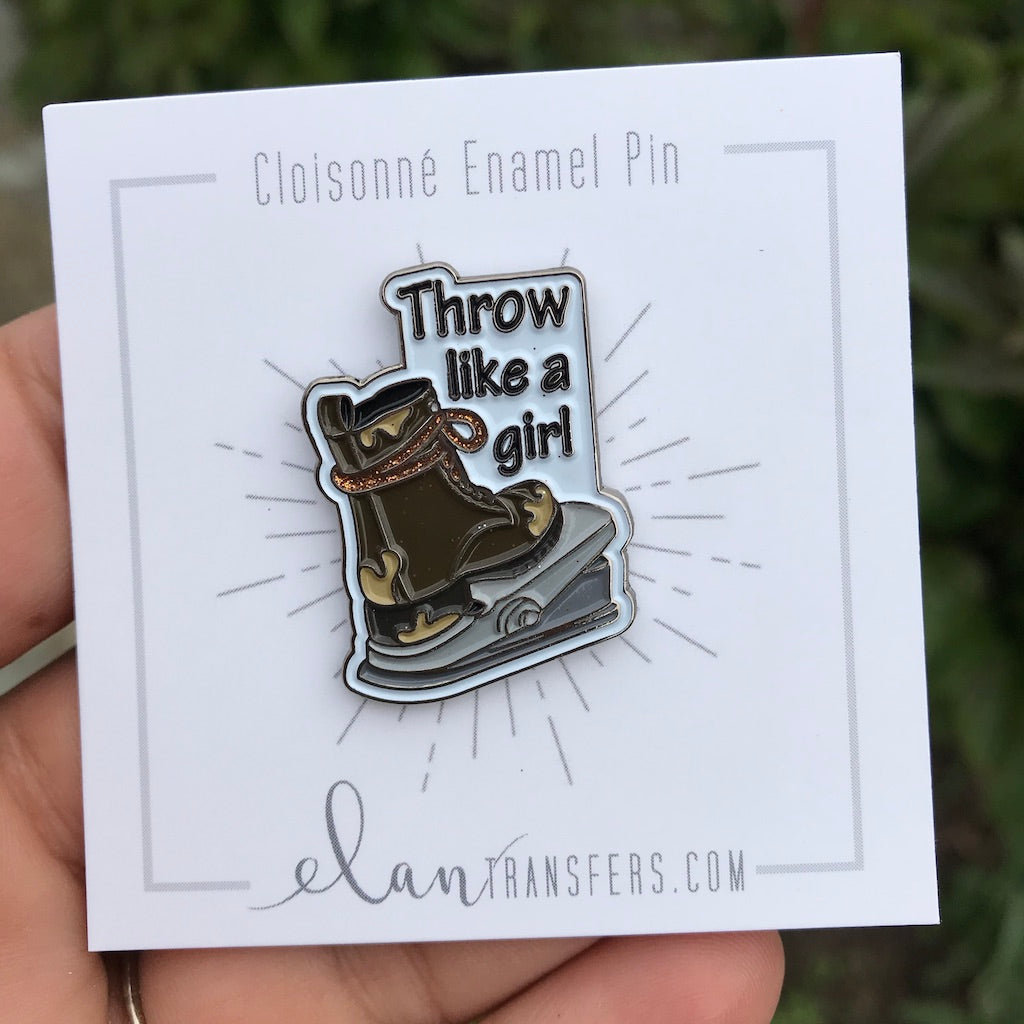 Throw Like A Girl - Glitter Enamel Pin